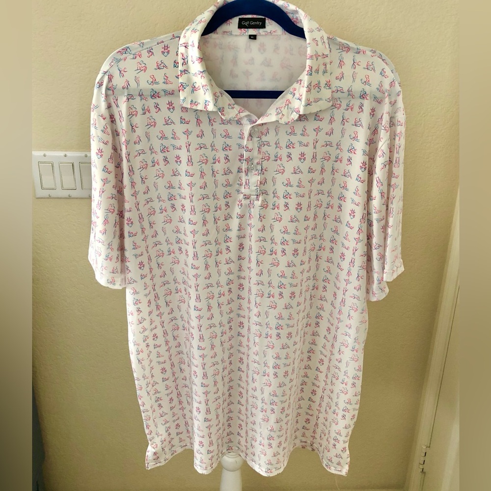 Golf Gentry Sex Ed White and Pink Polo Shirt